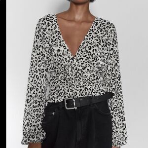 Zara pleated animal print top.     Size Med